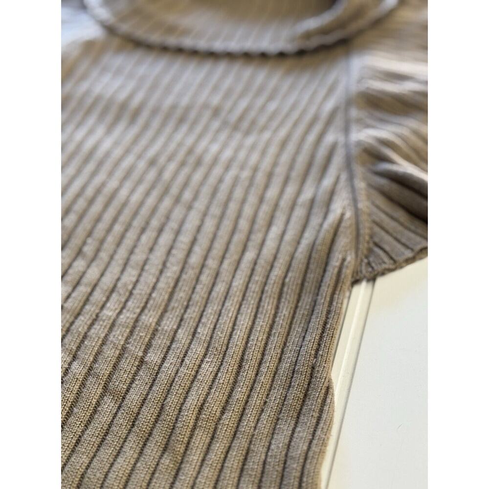 Calvin Klein Women’s Cowl Neck Flutter Sleeve Tan Ribbed Sweater Dress Size P/S - Picture 2 of 6